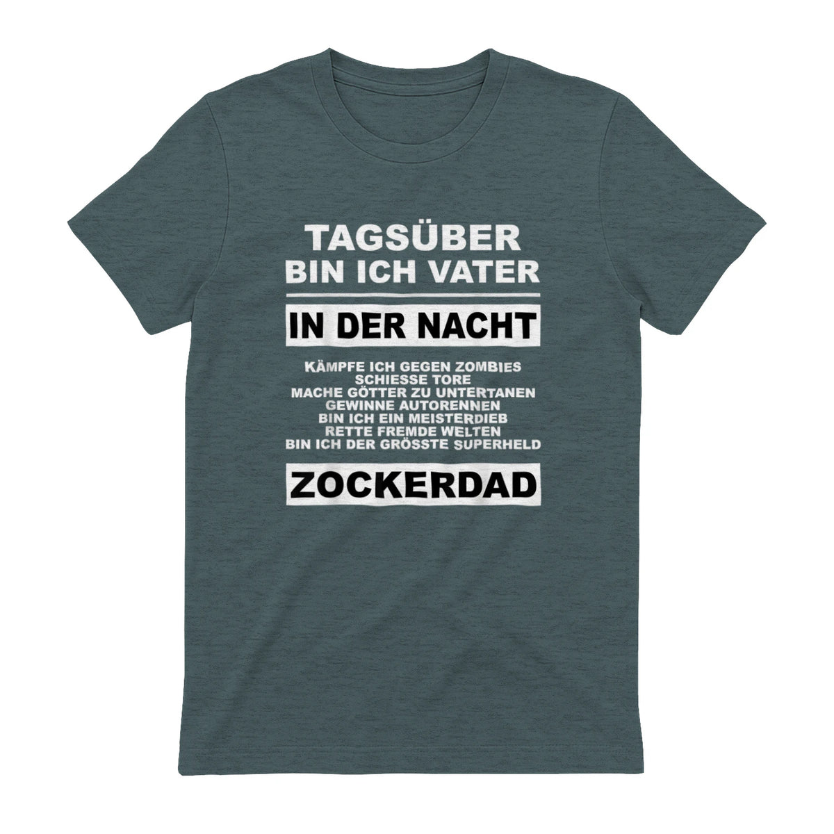 Zockerdad PC Spiele Gaming Zocken Konsole T-Shirt in Dark Heather - back view