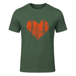 US State San Francisco Baseball Vintage Heart T-Shirt in Military Green - front view