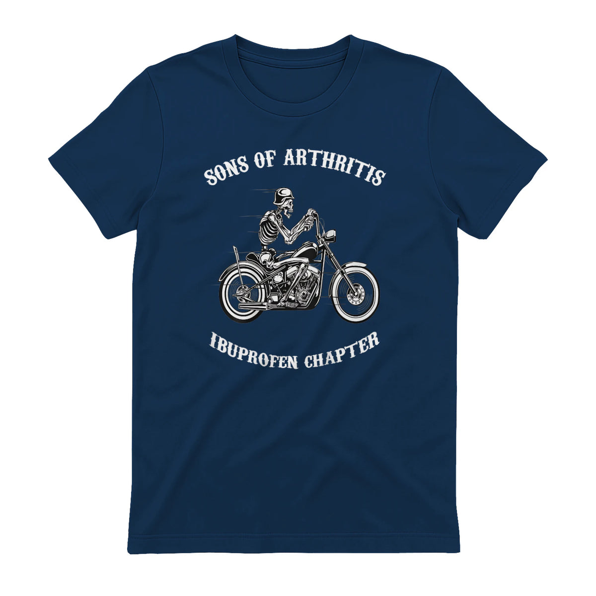Sprüchewerkstatt Sons mit Arthritis Ibuprofen Chapter Motorradfahrer für Herren, Schwarz, in Navy - back view