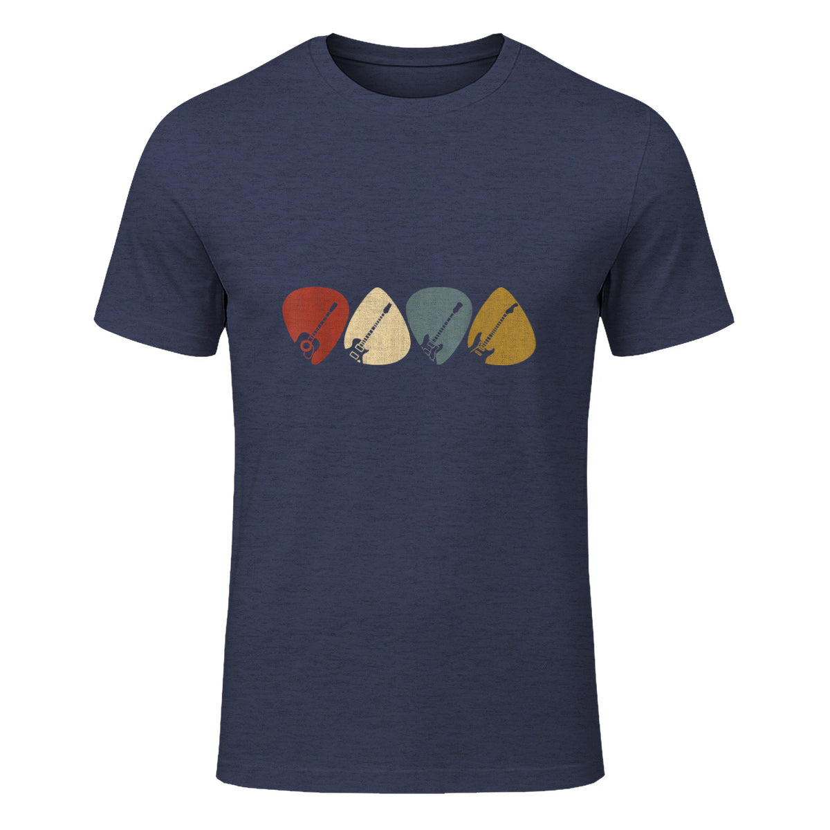 Gitarren-Auswahl-Gitarrist Retro Vintage für Gitarrenliebhaberinnen, Schwarz, S, Kurzarm, , Herren, Retro in Heather Navy - front view