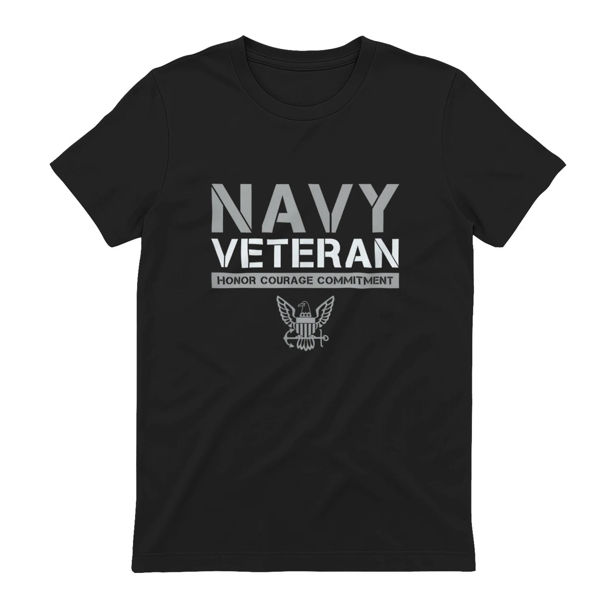 US Navy - Veteran Honor Courage Commitment T-Shirt in Black - back view