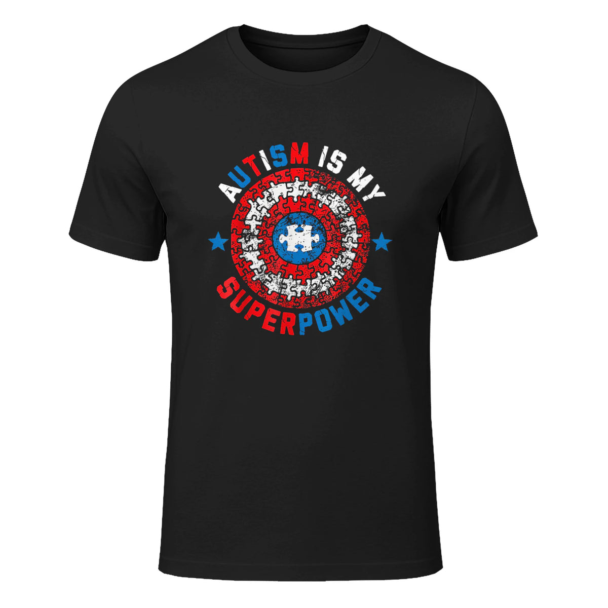 Autism is My Superpower Autism Awareness Autistic for Boys in Black - front view