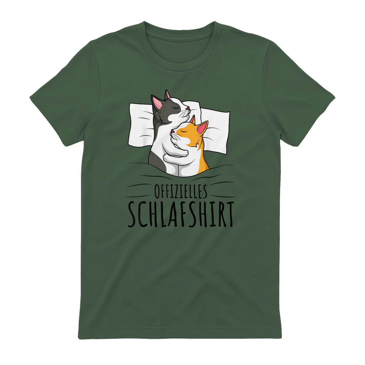 Offizielles Schlafshirt Katze Kater Katzen in Military Green - back view