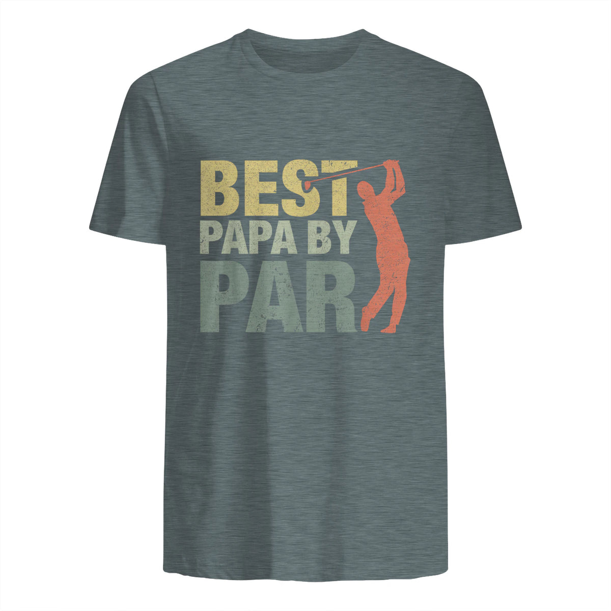 Funny Best Papa By Par Father's Day Golf Gift Grandpa in Dark Heather - back view