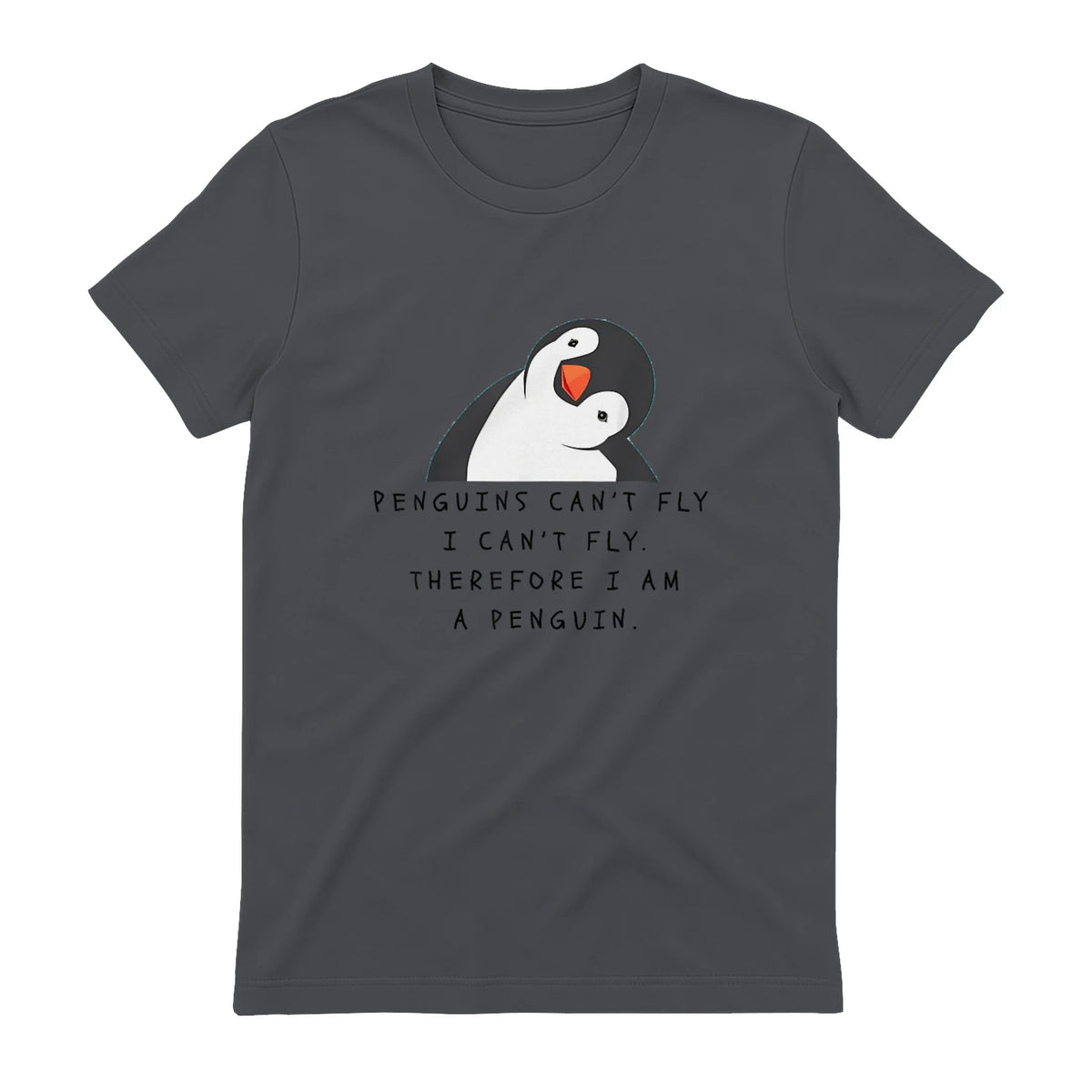 Funny Penguins T-Shirt Women and Chilldren Gift T-Shirt UK in Charcoal - back view