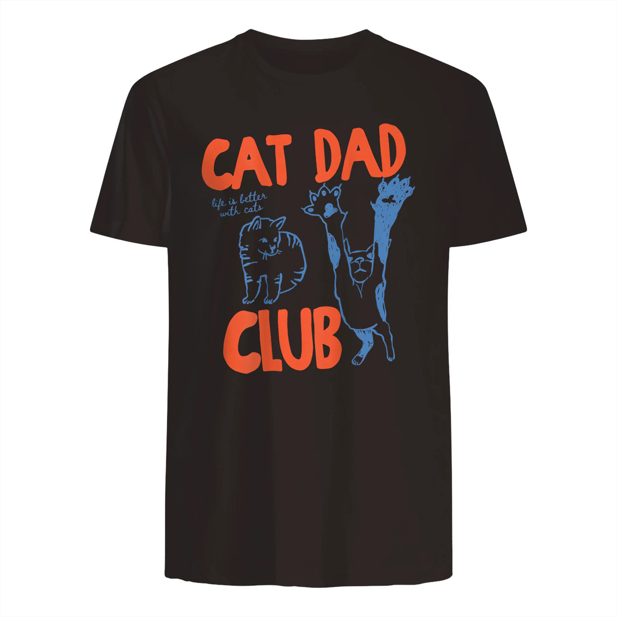 Cat Dad Club Life Is Better with Cats T-Shirt in Dark Chocolate - back view