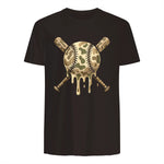 Baseball Drip Camo Baseball Bats Boys Sports Cool Game Day T-Shirt in Dark Chocolate - back view