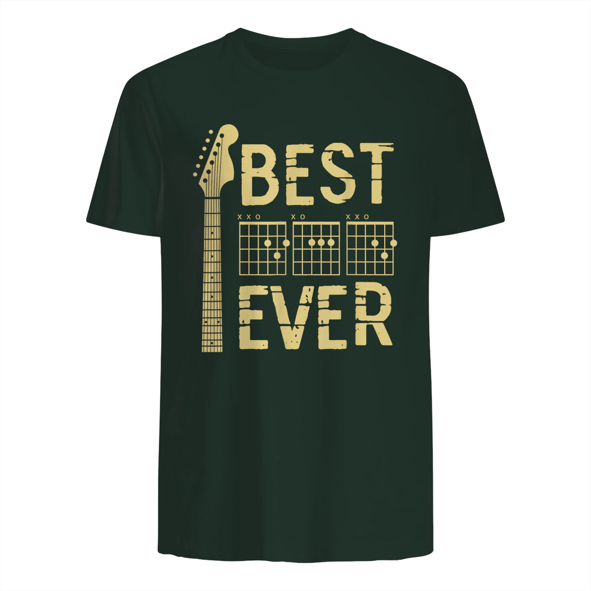 Best Dad Ever Guitar Chord T-Shirt in Forest Green - back view