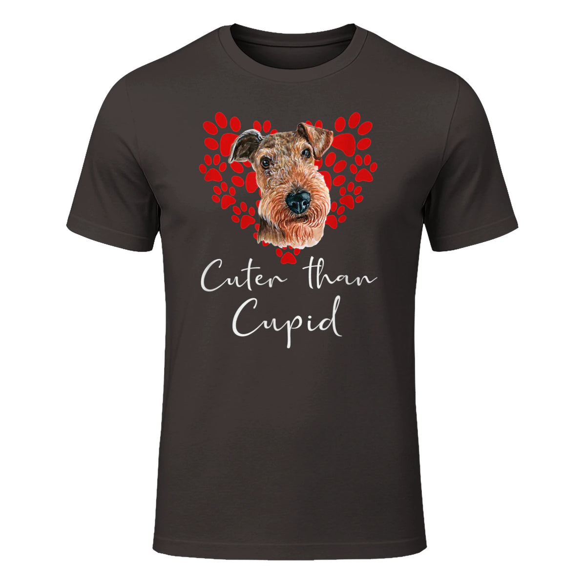 AIREDALE TERRIER Cuter Than Cupid Disant Saint Valentin in Dark Chocolate - front view