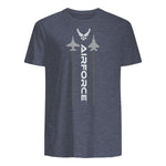 US Air Force with Logo T-Shirt in Heather Navy - back view