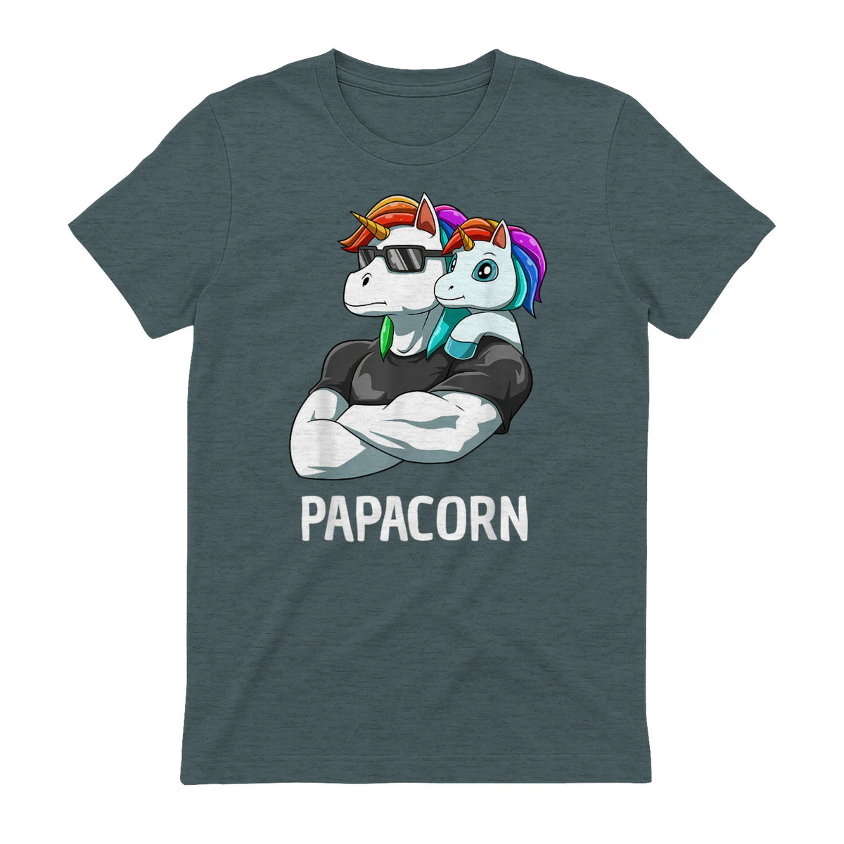 Papacorn Vater Tochter Einhörner in Dark Heather - back view