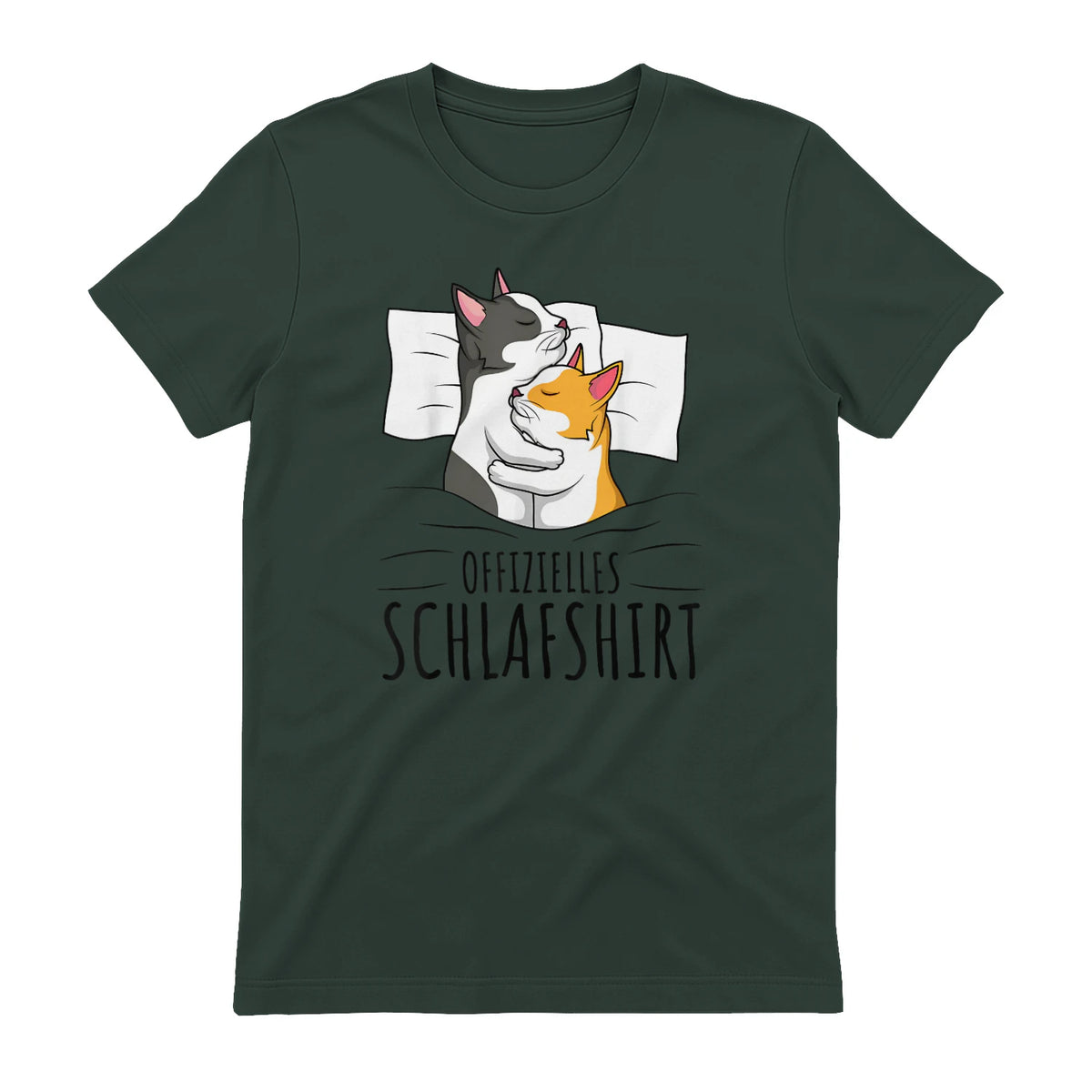 Offizielles Schlafshirt Katze Kater Katzen in Forest Green - back view