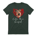 AIREDALE TERRIER Cuter Than Cupid Disant Saint Valentin in Forest Green - back view