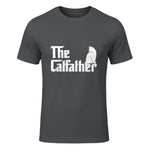The Catfather Funny Cat Parody Fathers Day Gift Cat Father T-Shirt in Charcoal - front view