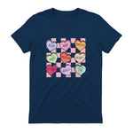 Special Education Teacher Candy Heart Valentines Day Love T-Shirt in Navy - back view