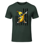 Dabbing Banana Retro American Flag Banana Lover Boys Kids T-Shirt in Forest Green - front view