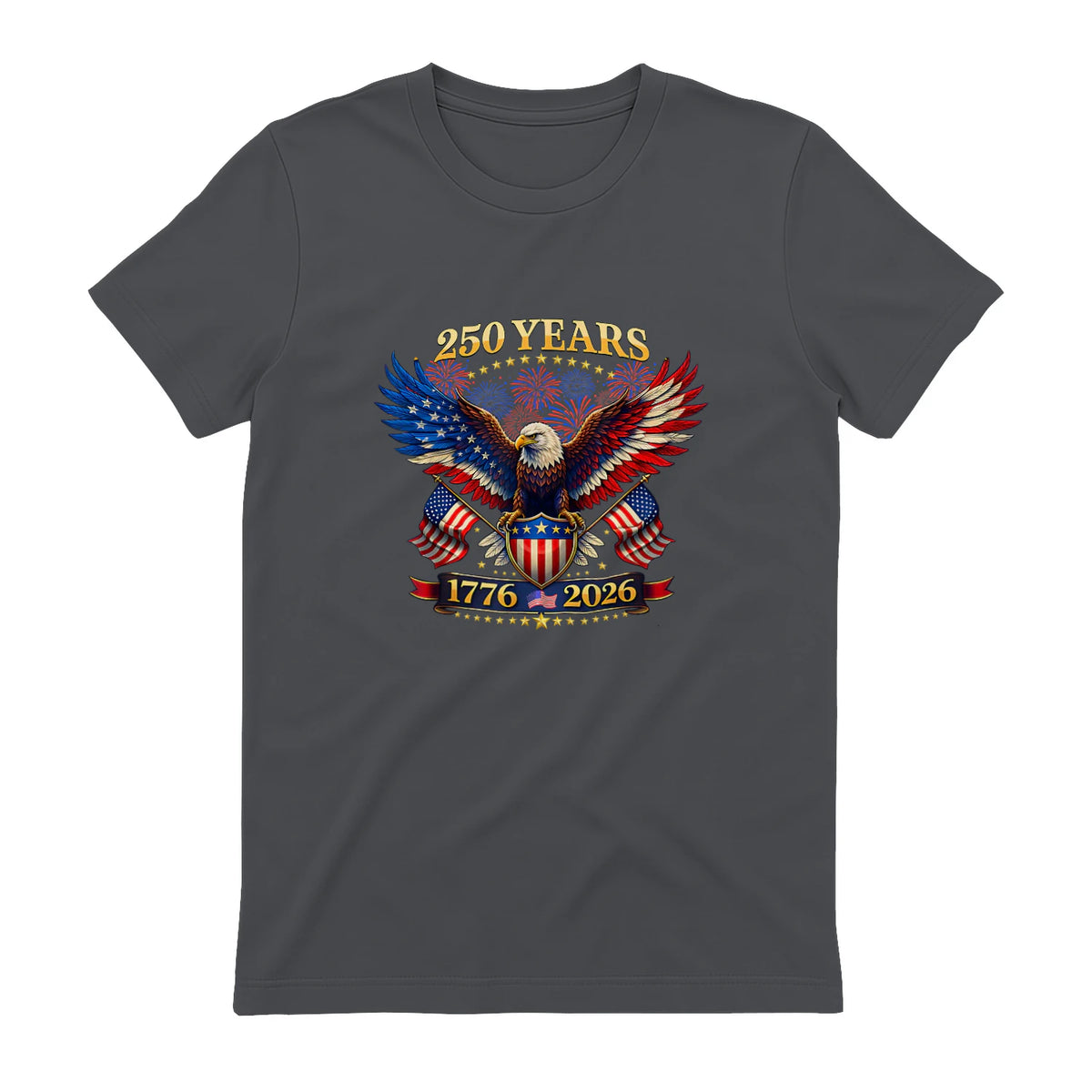 American Independence Day Anniversary T-Shirt in Charcoal - back view