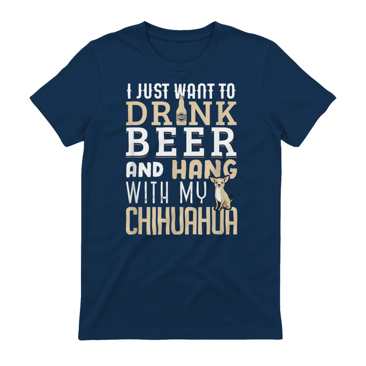 Drôle fête des pères amoureux des chiens Chihuahua Papa Shirt in Navy - back view