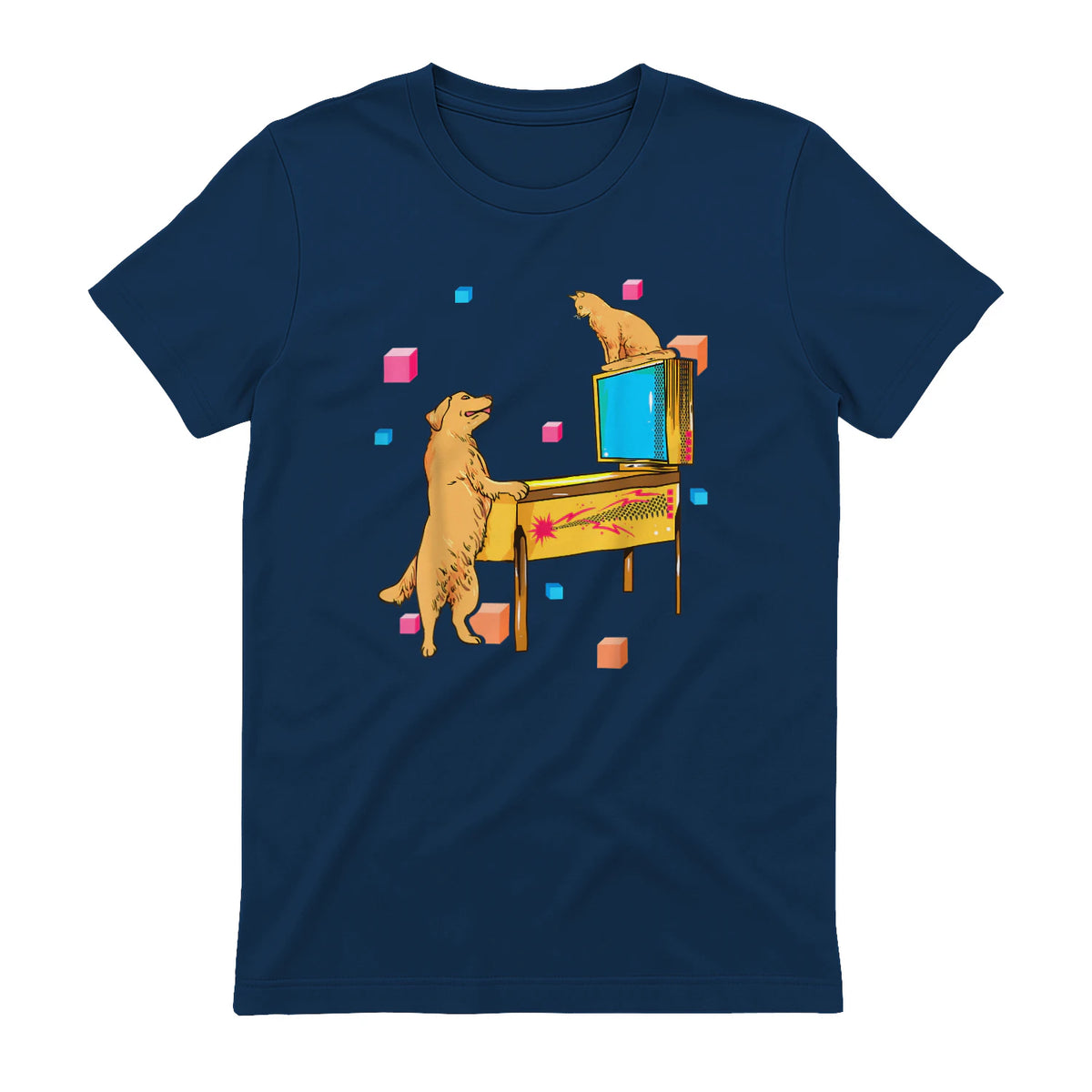 Flipper Wiz chien chat jouant au flipper in Navy - back view