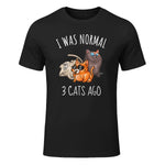 I Was Normal Three Cats Ago T-Shirt in Black - front view