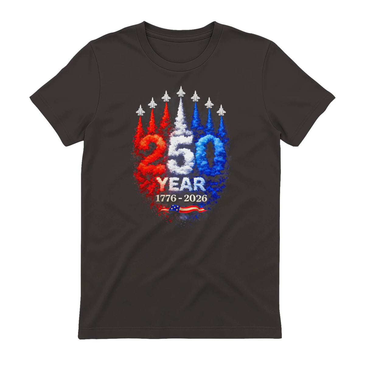 American Patriotic Fourth of July Anniversary T-Shirt in Dark Chocolate - back view