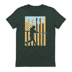 Baseball Drip Boys Dripping Ice Cream Baseball American Flag T-Shirt in Forest Green - back view
