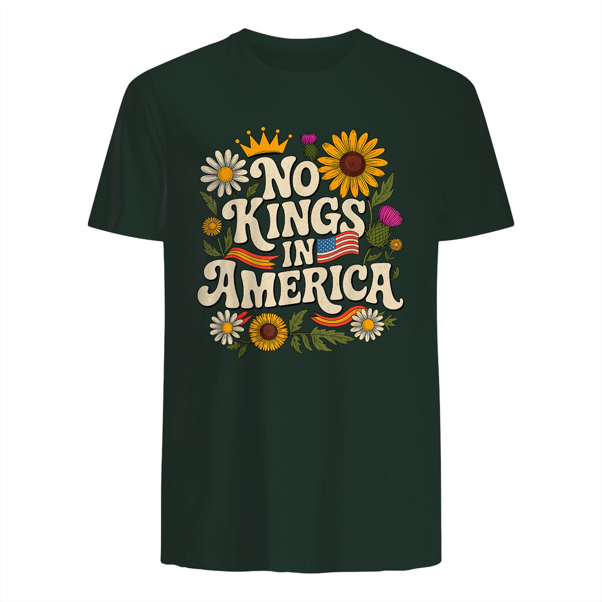 No King in America T-Shirt in Forest Green - back view