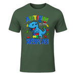Kids Autism Awareness is My Superpower Boys in Military Green - front view