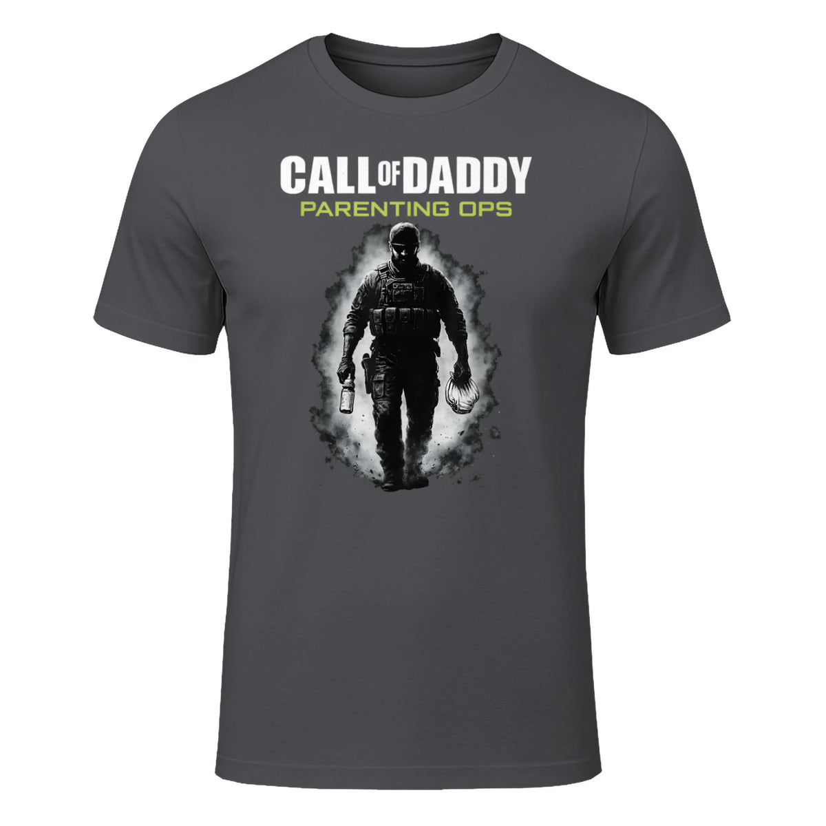 Call of Daddy Parenting Ops – Vatertag Great Dad Joke T-Shirt in Charcoal - front view