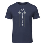 US Air Force with Logo T-Shirt in Heather Navy - front view