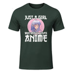 Manga & Anime Outfits for Women & Girls Anime Girl Merch Otaku Gift Just A Girl Who Loves Anime in Forest Green - front view