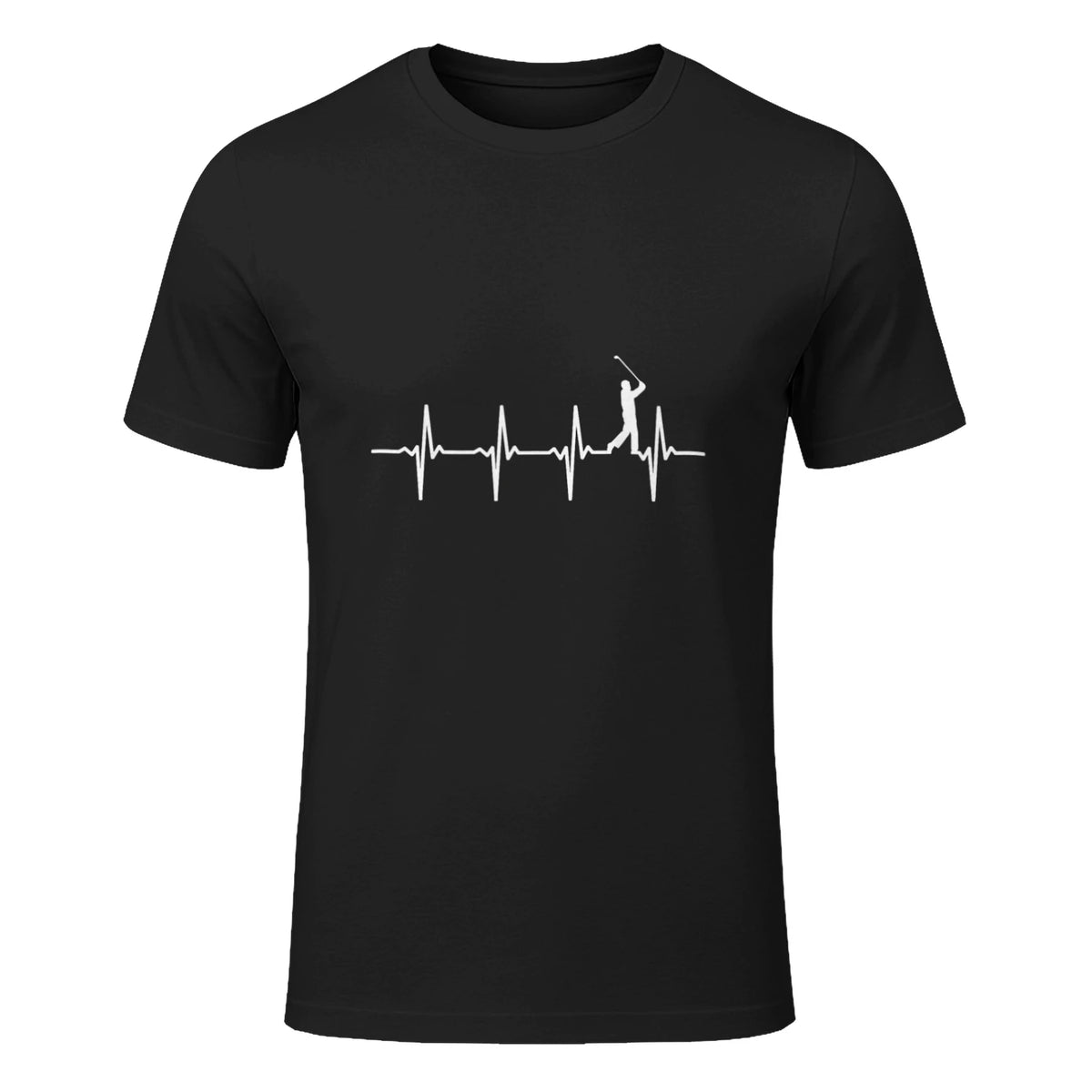 Golf Heartbeat - Golfer & Golf Player T-Shirt in Black - front view
