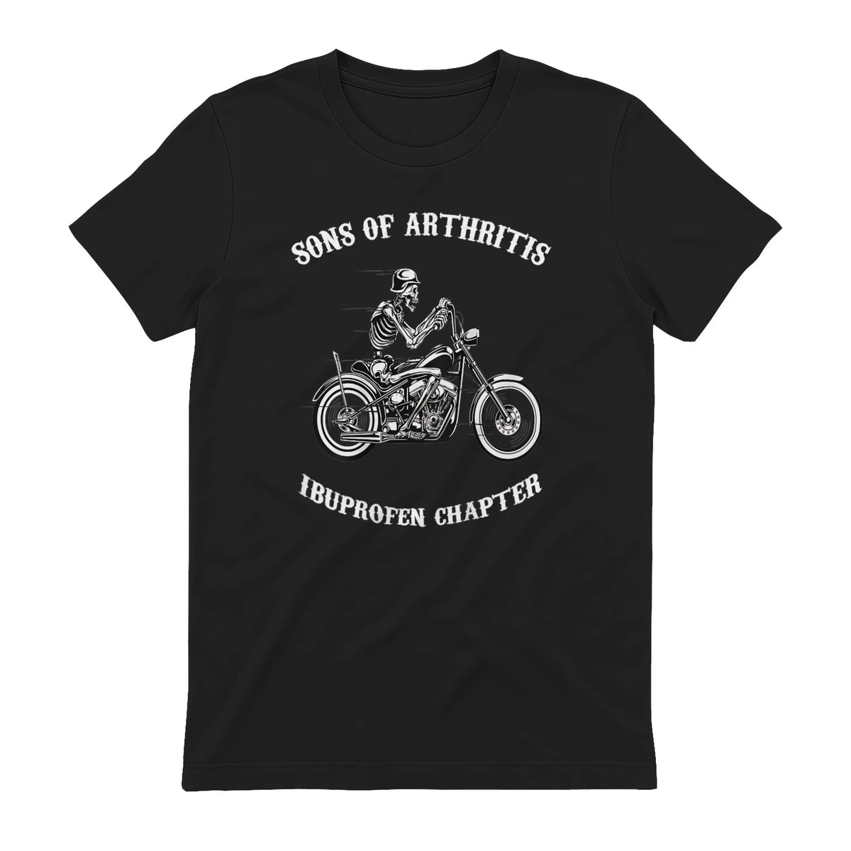 Sprüchewerkstatt Sons mit Arthritis Ibuprofen Chapter Motorradfahrer für Herren, Schwarz, in Black - back view