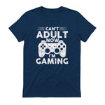 I Can't Adult Now I'm Gaming Gamer Console T-Shirt in Navy - back view