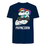 Papacorn Vater Tochter Einhörner in Navy - back view
