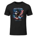 Patriotic Eagle and Flag Anniversary T-Shirt in Black - front view