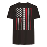 Patriotic Baseball Fourth of July USA Flag T-Shirt in Dark Chocolate - back view