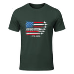 American Fourth of July Anniversary T-Shirt in Forest Green - front view
