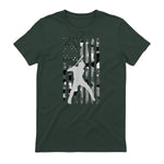 Baseball Player American Flag USA Camo Patriotic Graphic T-Shirt in Forest Green - back view