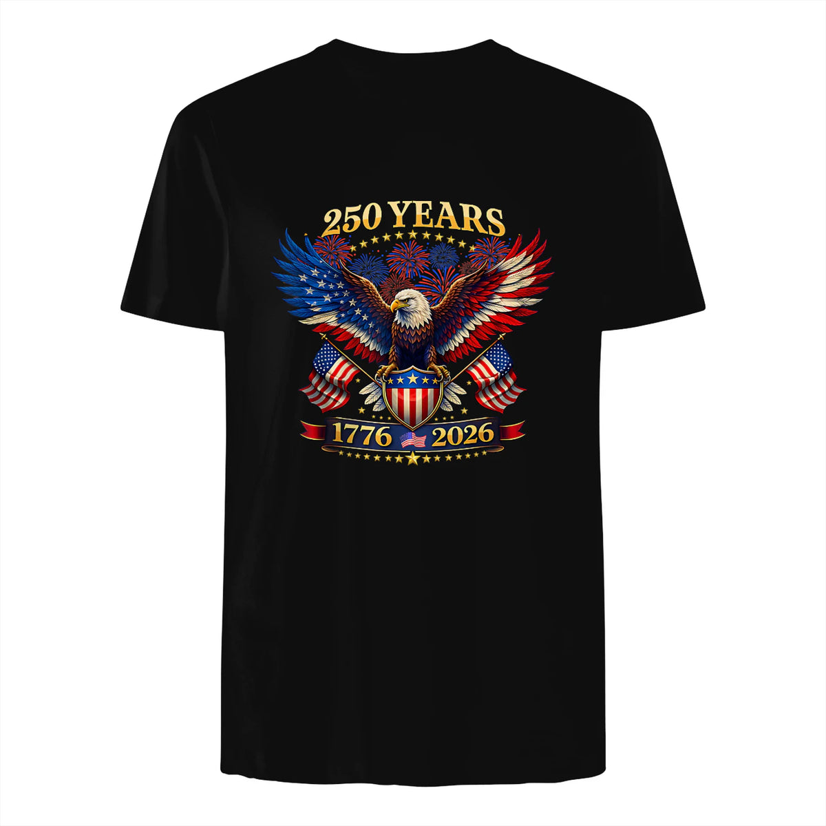 American Independence Day Anniversary T-Shirt in Black - back view