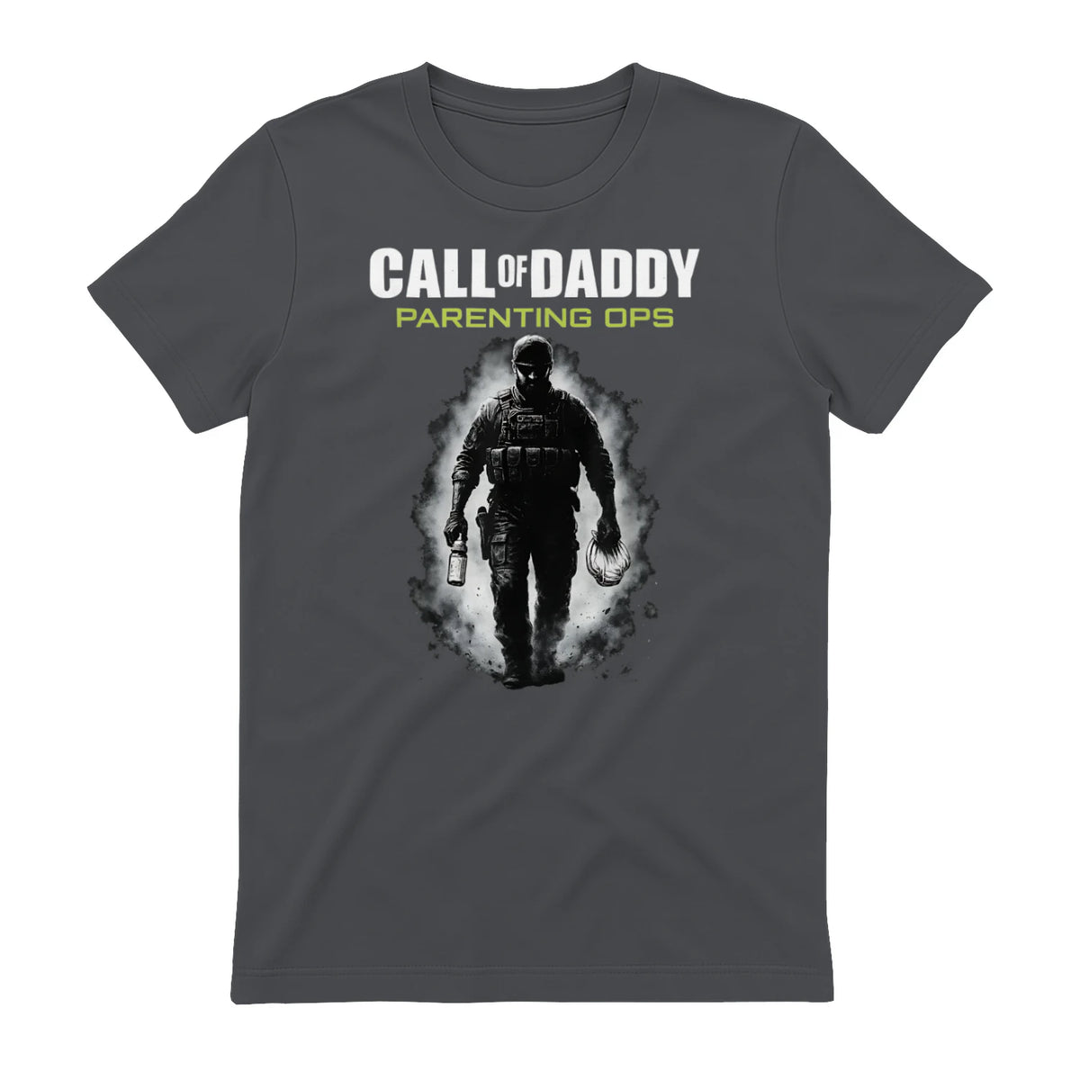 Call of Daddy Parenting Ops – Vatertag Great Dad Joke T-Shirt in Charcoal - back view