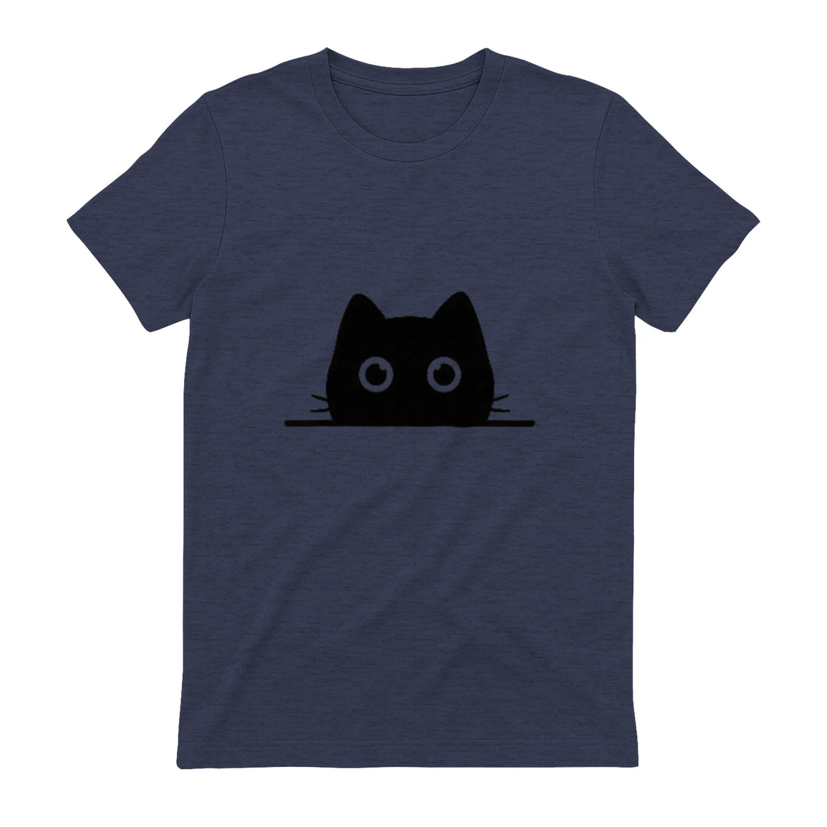 Chemise avec motif de chat dans une poche pour enfants, femmes, hommes, amoureux des chats in Heather Navy - back view