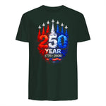 American Patriotic Fourth of July Anniversary T-Shirt in Forest Green - back view