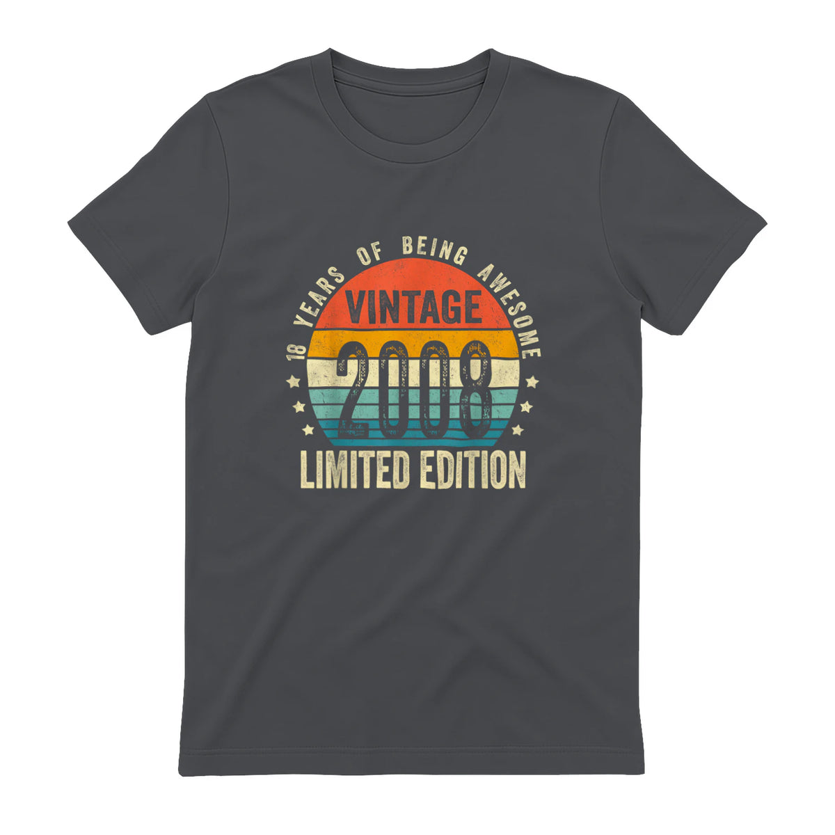 Vintage Eighteenth Birthday T-Shirt in Charcoal - back view