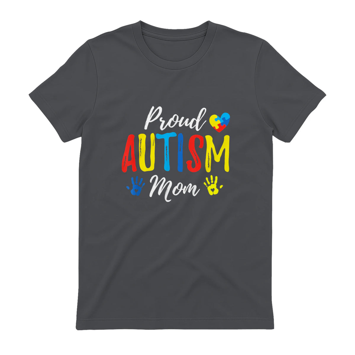 Proud Mom Autism Awareness Family Matching Shirt in Charcoal - back view