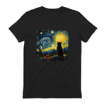 Starry Night Cat Lover T-Shirt in Black - back view