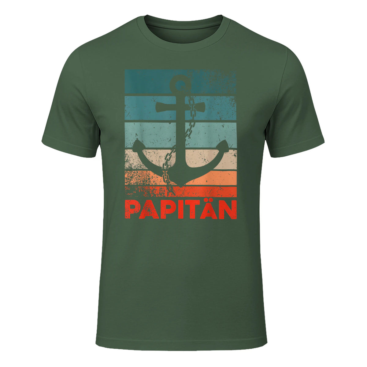 Papitän Papa und Kapitän Lustiges Retro Anker Vatertag in Military Green - front view