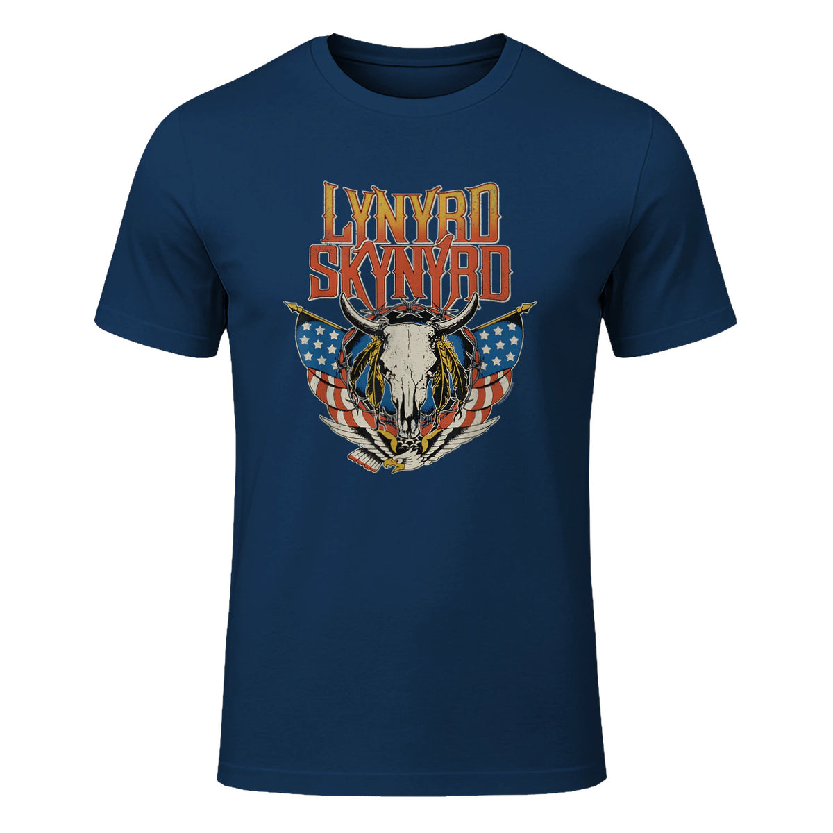 Lynyrd Skynyrd - Americana Steer Skull T-Shirt in Navy - front view