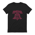Philadelphia Street Map Liberty Bell Vintage Maroon Philly T-Shirt in Black - back view