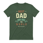 Best Dad in the World, Retro Vintage Look T-Shirt in Military Green - back view